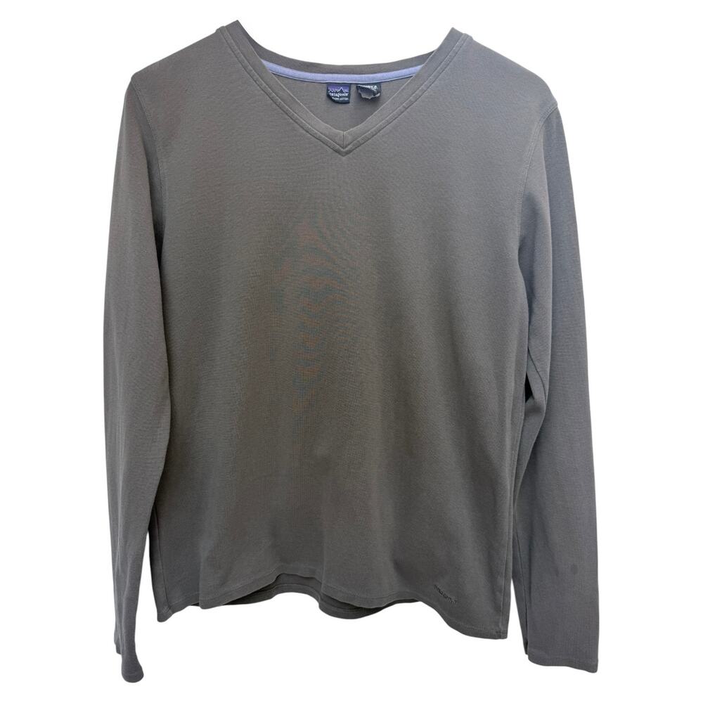 Patagonia Womens Large Organic Cotton Long Sleeve Gray Minimalist Outdoor Shirt